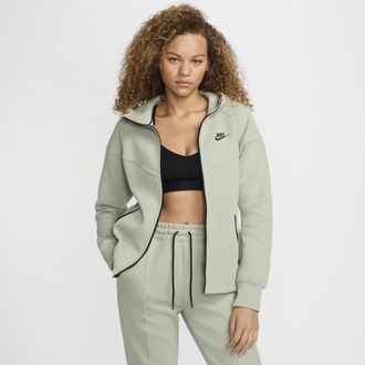 Nike Womens Nike Sportswear Tech Fleece Windrunner Full-Zip Hoodie in Green | FB8338-370