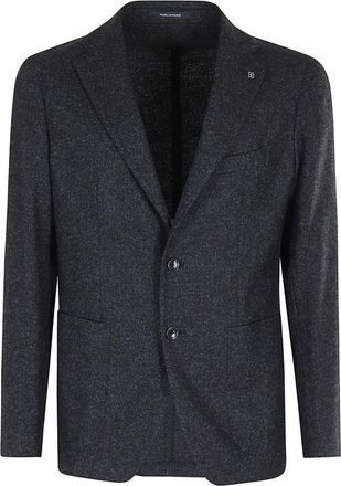 Tagliatore Gestructureerde Wol Katoen Jas - Heren - Blazers - Blauw - XL - Katoen - Jassen