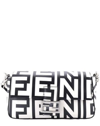 Fendi Fendi White & Black Printed Calfskin Leather X Marc Jacobs Baguette Nm, Never Carried (Authentic Pre-Loved)