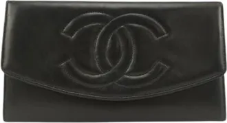 Chanel Pre-owned Clutches, female, Black, Size: ONE SIZE Pre-owned Vintage Wallet (bi-fold)