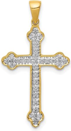 Diamond2Deal 14k Yellow Gold 1/10 carat Diamond Cross Pendant