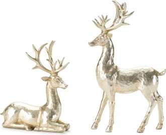 Melrose International Holiday Deer Figurine (Set of 4) - Gold