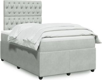 vidaXL Vidaxl - Cama Box Spring Con Colch&oacute;n Terciopelo Gris Claro 120x190 Cm