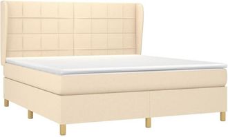 vidaXL Vidaxl - Cama Box Spring Con Colch&oacute;n Tela Color Crema 160x200 Cm