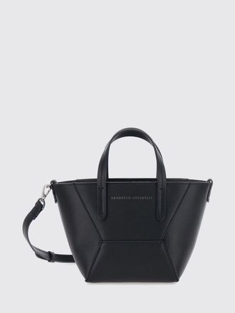 Brunello Cucinelli Leather Mini Handbag with Double Handle and Removable Strap
