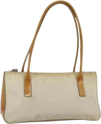 Prada Pre-owned Vintage Nylon Schoudertas - Dames - Vintage Schoudertas - Beige - ONE Size - Nylon - Vintage