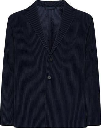 Issey Miyake Navy Blue Geplooide Blazer Jas - Heren - Blazers - Blauw - L - Jassen