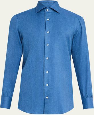 Cesare Attolini Mens Denim Sport Shirt