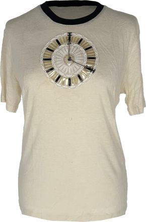 Chanel Pre-owned Womens 20C Lace Clock Short Sleeve T-shirt in White Viscose - Size EU 34