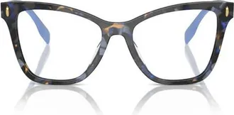 Tory Burch 51mm Cat Eye Optical Glasses in Blue Tortoise at Nordstrom