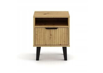Topeshop Topeshop - Sonia - Mesita De Noche Estilo Escandinavo - Dimensiones 40 X 39 X 48 Cm - 1 Estante + 1 Caj&oacute;n Ranurado - Roble