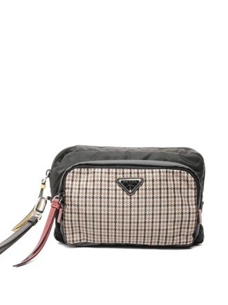 Prada 2015-2025 check-pattern pouch - Black