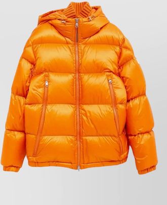 Moncler hooded quilted jacket side zip pockets