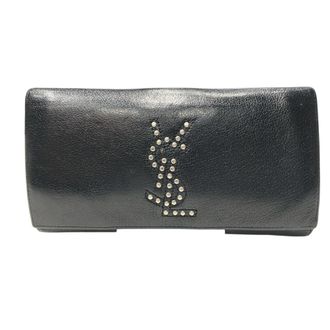 Saint Laurent Black Leather Long Wallet (Tri-Fold) (Pre-Owned)