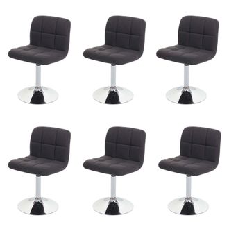 Hhg Hhg - Lote De 6 Silla De Comedor Kavala, Silla De Cocina Silla, Tela/textil Cromo Giratoria Certificado Mvg, Gris Oscuro