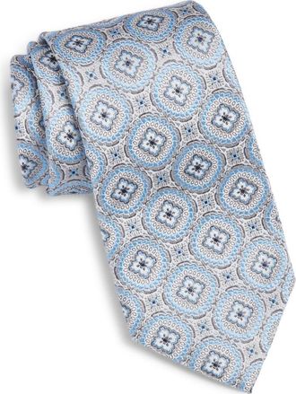 Nordstrom Medallion Silk Tie in Silver at Nordstrom