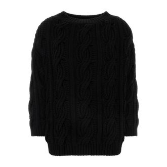 Valentino Garavani Round-neck Knitwear, female, Black, Size: S Wool Sweater