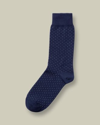 CHARLES TYRWHITT Micro Dash Socks - French Blue & White Size 10.5-13 by Charles Tyrwhitt