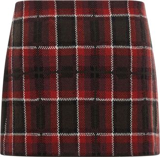 Guest In Residence Tartan Check Wool-Cashmere Skirt - Red