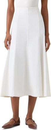 Akris Stretch Denim A-Line Midi Skirt in Cream at Nordstrom, Size 12