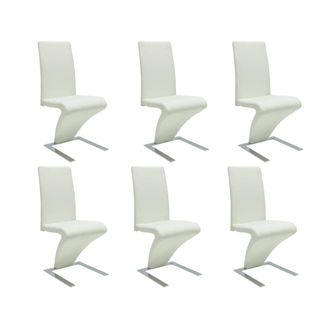 vidaXL Sillas De Comedor 6 Pcs De Cuero Blanco Artificial