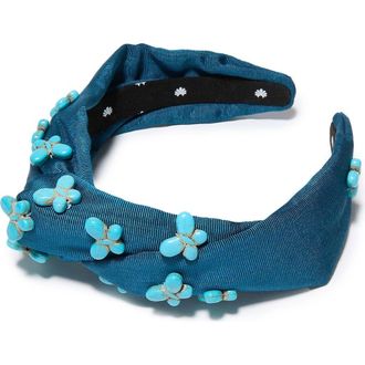 Lele Sadoughi Marlene Butterfly Embellished Headband in Indigo at Nordstrom