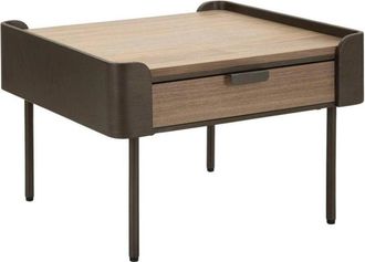 Dmora Dmora - Mesa De Caf&eacute; Icona, Mesa De Centro Baja, Revistero Para Sof&aacute;, Estante De La Sala De Estar, 60x60 H41 Cm, Gris Y Marr&oacute;n