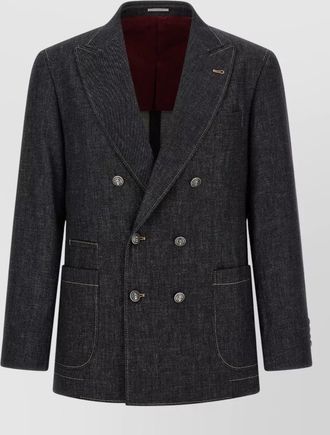 Brunello Cucinelli denim double-breasted blazer