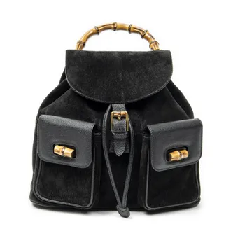 Gucci Pre-owned Womens Large Bamboo Backpack - Black - One Size