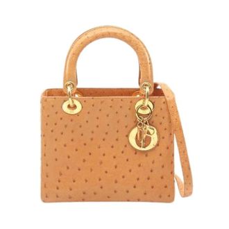 Dior Pre-owned Lady Dior Ostrich Handtas - Dames - Pre-owned - Bruin - Maat: ONE Size Leer