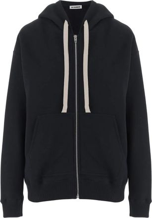 Jil Sander Zip-Through Hoodie - Dames - Vesten met rits - Blauw - M - Katoen - Hoodies & sweatvesten