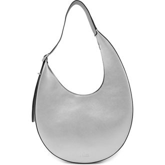Behno Medium Ina Metallic Leather Crescent Shoulder Bag in Silver at Nordstrom