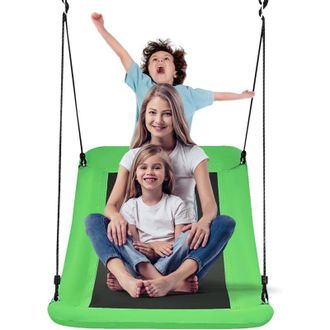 Costway Costway - Columpio 81 X 152 Cm/columpio De Exterior En Tejido Oxford Pp Y Acero/columpio Con Cuerdas Regulables (verde)