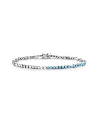 Forever Creations Forever Creations 14K 3.80 Ct. Tw. Diamond & Turquoise Tennis Bracelet