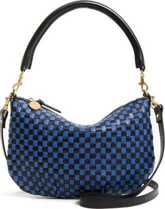Clare Vivier Petit Moyen Woven Messenger Bag in Black/Cobalt at Nordstrom