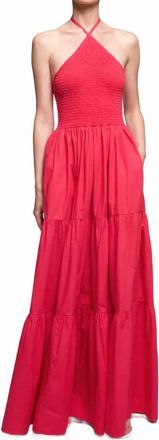 S/W/F Diamond Tiered Maxi Dress In Rosado