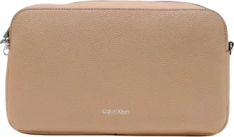 Calvin Klein Tassen, Dames, Beige, ONE Size, Polyester, Webbing 2x Band Grote Camera Tas