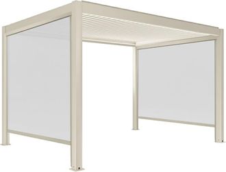 Oviala P&eacute;rgola bioclim&aacute;tica motorizada independiente, 3 x 4 m y 2 persianas