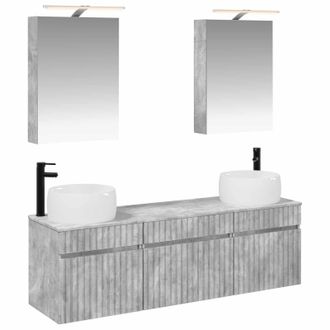 vidaXL Juego De Muebles De Ba&ntilde;o 5 Pcs Gris Hormig&oacute;n 50 X 14,5 X 70 Cm Vidaxl
