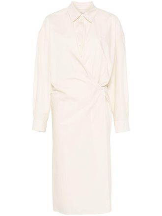 Christophe Lemaire Gedraaide midi-jurk met rechte kraag - Beige