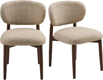 Moloo Silla de tela beige con patas oscuras x2