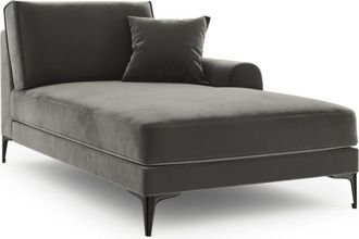 BLOOMINGLOFT Chaiselongue Madara mit Samtbezug - Grau