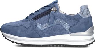 Gabor Schoenen, Dames, Blauw, 37 EU, Leer, Blauwe Low-Top Sneakers met Rits
