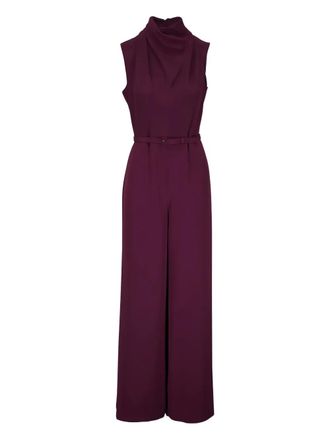Adam Lippes cowl-neck belted jumpsuit - women - Viscose/Silk - 8 - Red