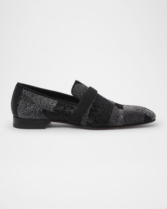 Christian Louboutin Men & apos;s Dandydecotracks Sequin Red-Sole Loafers
