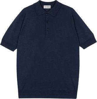 John Smedley Polo a maniche corte in lana merino - Blu
