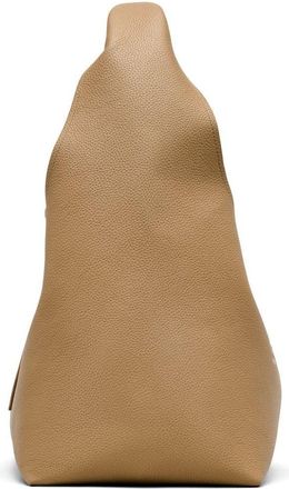 Marc Jacobs The Sack Beige Shoulder Bag With Embossed Logo In Grained Leather Woman