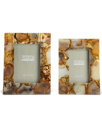 Two's Company Set Of 2 Amber Agate Photo Frames