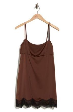 Wayf Lace Trim Minidress in Brown at Nordstrom Rack, Size X-Small