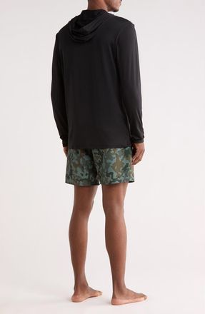 Volcom Hooded Swim T-Shirt & Swim Shorts Set in Black at Nordstrom Rack, Size Xx-Large